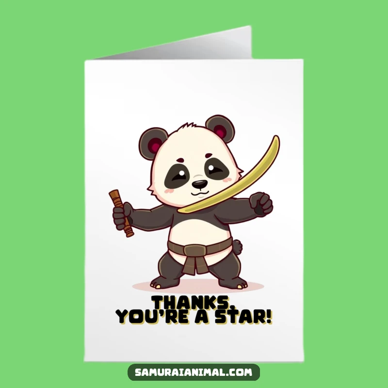 Free Printable Panda Thank You Card: Funny Warrior Downloadable Greeting