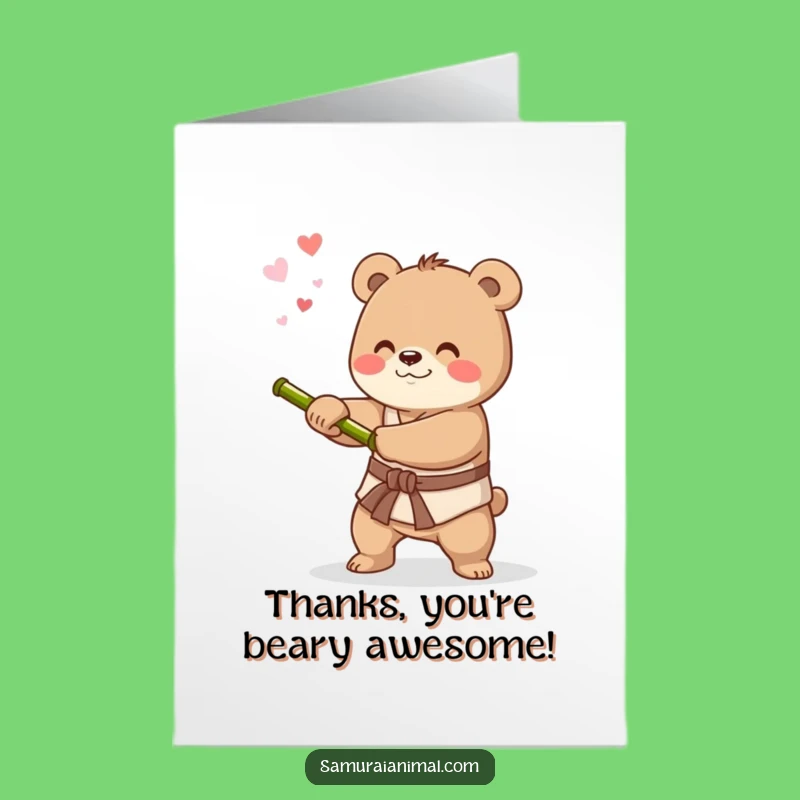 Free Printable Thank You Card: Sword Bear, Downloadable Gift of Gratitude