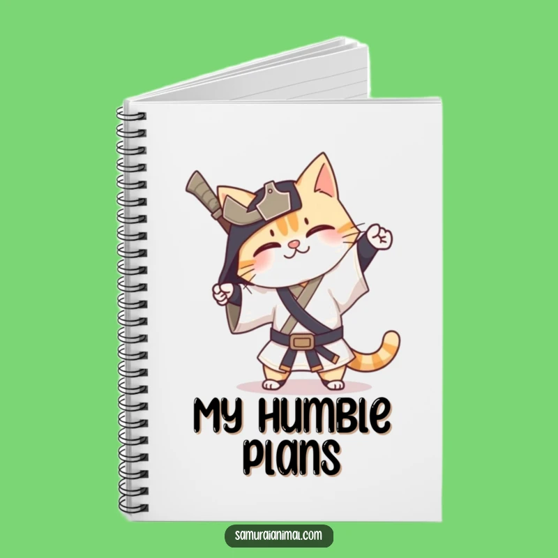 Funny Cat Samurai Notebook: Happy Exaggerated Bow Warrior Journal Gift