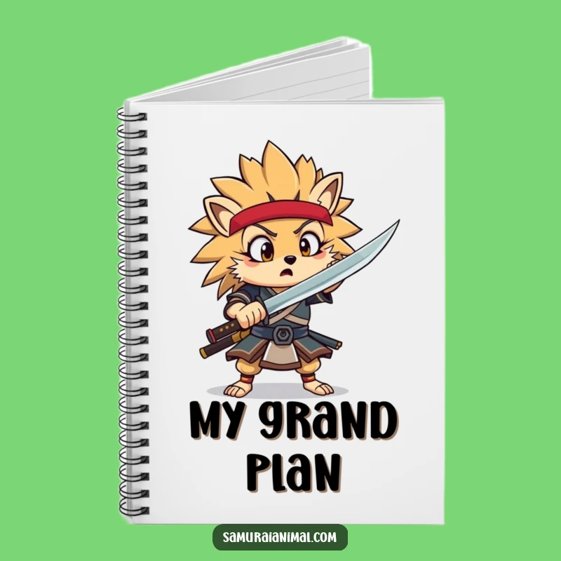 Funny Hedgehog Samurai Notebook: Goofy Warrior Surprise Journal Funny Gift