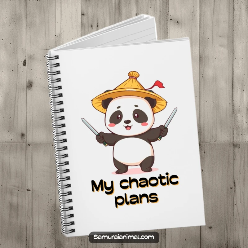 Funny Panda Juggling Notebook: A panda wearing a straw hat, juggling swords, designed for jotting down ideas.