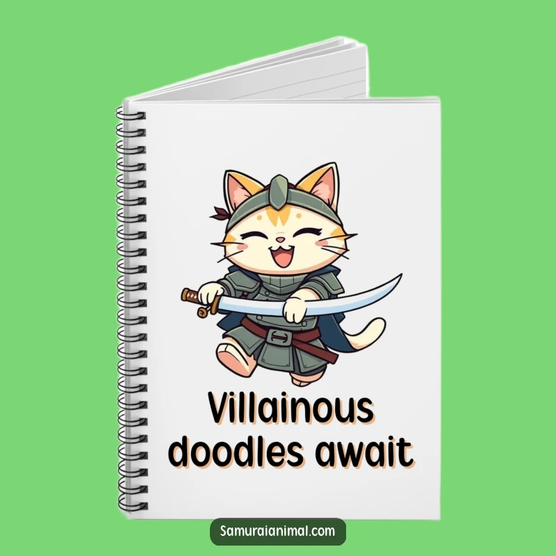 Funny Cat Knight Notebook: Leaping Katana Feline Journal, Gift for Writers