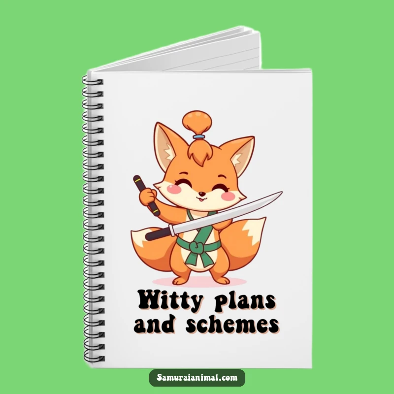Funny Fox Sword Notebook Jot Down Your Mischievous Plans with Flair