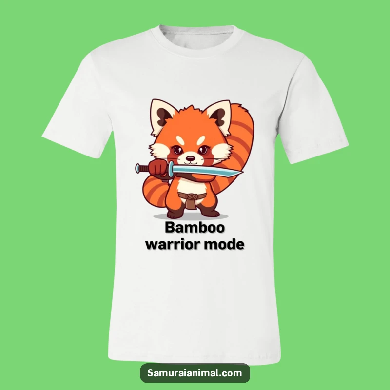 Funny Red Panda Sword T-Shirt Adorable Warrior Tee for Anime and Action Lovers