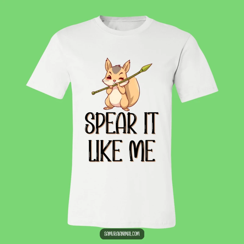 Funny Brave Squirrel T-Shirt: Bamboo Spear Warrior Tee