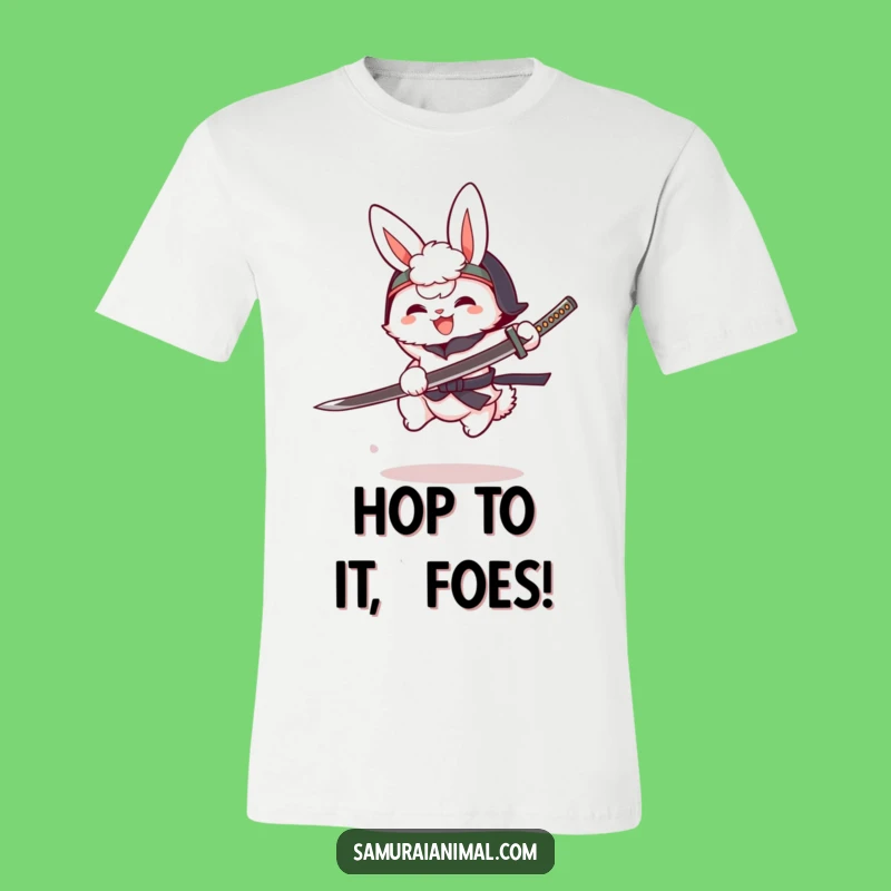 Funny Bunny Katana T-Shirt: Joyful Cartoon Warrior Tee for Anime Lovers