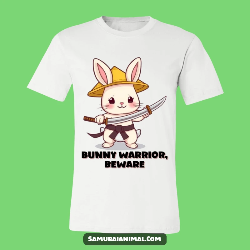 Funny Bunny Samurai T-Shirt: Tiny Warrior with Katana, Unleash the Joy!