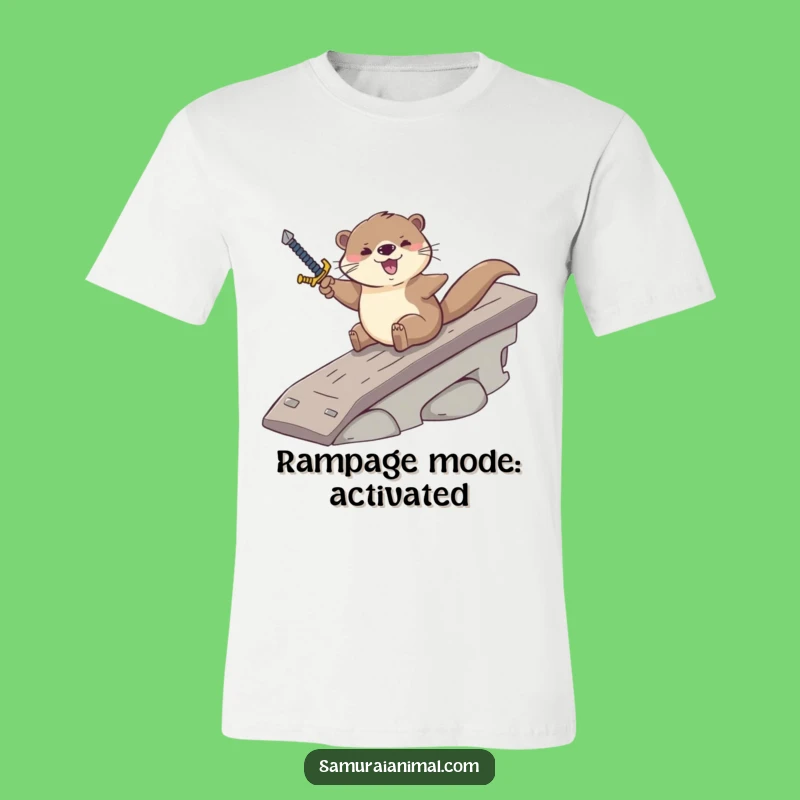 Funny Otter Sword T-Shirt: Playful Cartoon Action Tee for a Laugh
