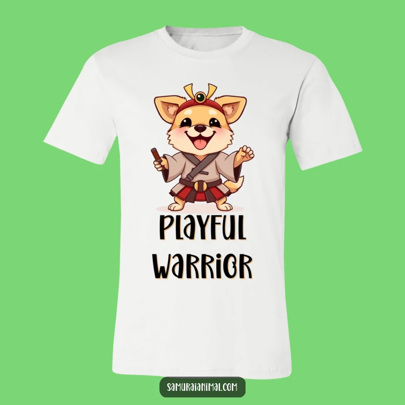 Funny Samurai Dog Tee: Happy Warrior Pose Shirt, Cool Gift