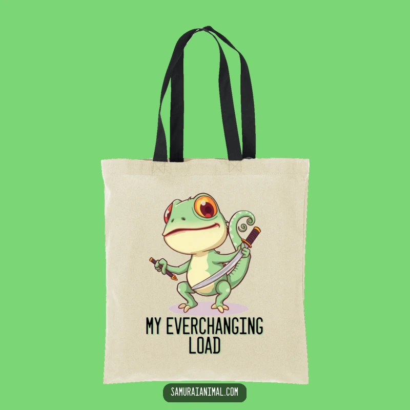 Funny Chameleon Sword Tote Bag: Colorful Carryall for Fun