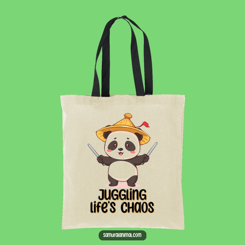 Funny Panda Juggling Tote Bag: Straw Hat Sword Act, Practical & Cute Gift