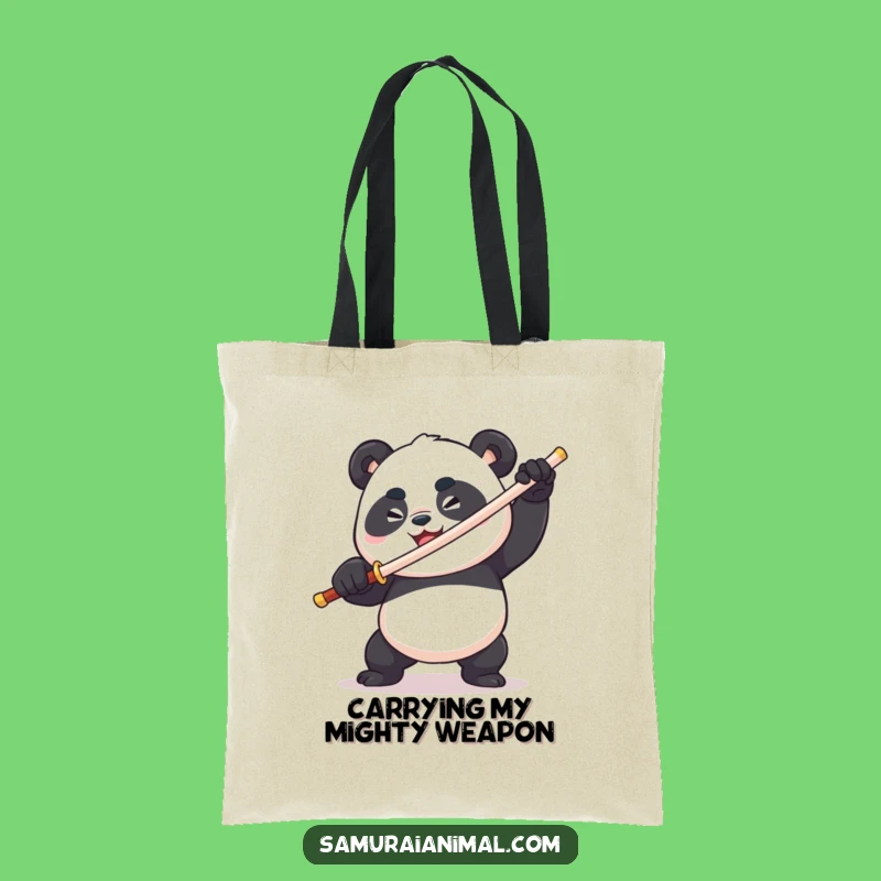 Funny Panda Toothpick Sword Tote Bag: Carry Your Comical Style